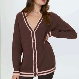 Aritzia Brown and Pink Cardigan NWT